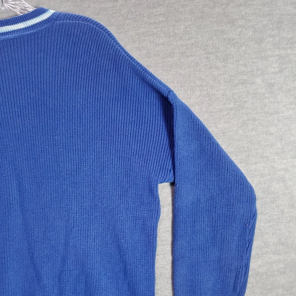 VINTAGE Demetre Men Sweater Small Blue America Cup Challenge '87 Crest Yacht‎